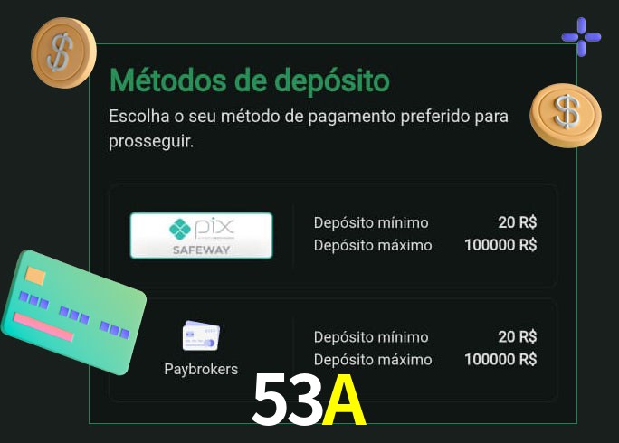 O cassino 53A oferece uma grande variedade de métodos de pagamento